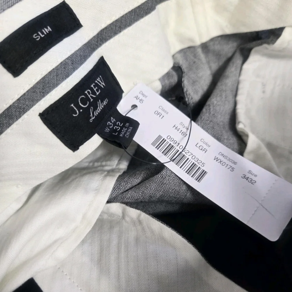 J. Crew Ludlow Slim Men's 34X32 Gray Linen-Blend Somelos Pants New with Tags